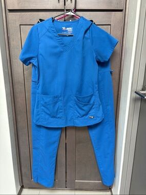 Grey's Anatomy Cobalt Blue V-Neck Scrub Set